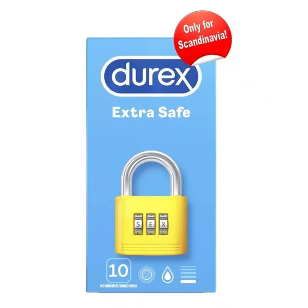 Pakke med Durex Extra Safe kondomer